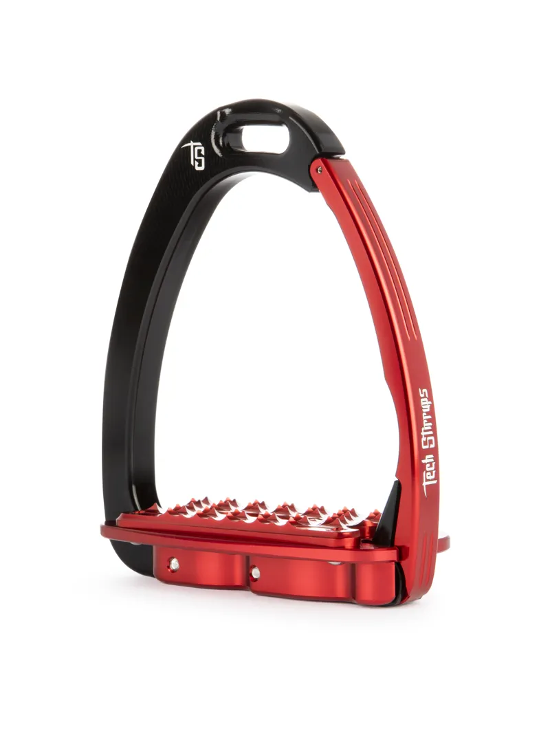 Tech Venice Sloped Evo Safety Stirrups-Black/Red